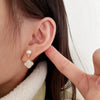 Women's 925 Silver Pearl Fourleaf Clover Earrings