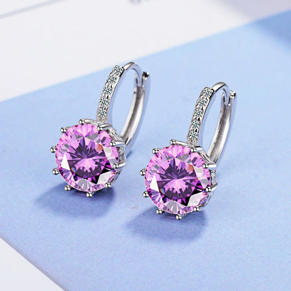 Women's Silver Plated Earrings With Crown Pattern Made Of Copper