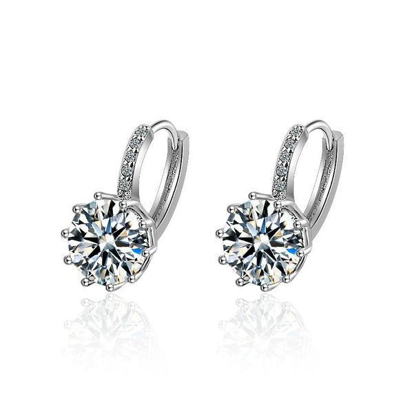 Women's Silver Plated Earrings With Crown Pattern Made Of Copper