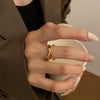 Women's Silver Plated Minimalist Geometric Knot Open Ring Fashion Cross Ring Adjustable Index Finger Ring