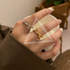 Women's Silver Plated Minimalist Geometric Knot Open Ring Fashion Cross Ring Adjustable Index Finger Ring