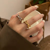 Women's Silver Plated Minimalist Geometric Knot Open Ring Fashion Cross Ring Adjustable Index Finger Ring