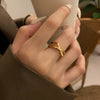 Women's Silver Plated Minimalist Geometric Knot Open Ring Fashion Cross Ring Adjustable Index Finger Ring