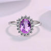 Women's Silver Plated White Copper Flower Open Ring With Synthetic Gemstones And Zircon In Red Blue Yellow And Amethyst Style