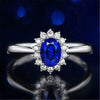 Women's Silver Plated White Copper Flower Open Ring With Synthetic Gemstones And Zircon In Red Blue Yellow And Amethyst Style