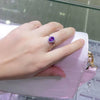 Women's Silver Plated White Copper Flower Open Ring With Synthetic Gemstones And Zircon In Red Blue Yellow And Amethyst Style
