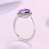 Women's Silver Plated White Copper Flower Open Ring With Synthetic Gemstones And Zircon In Red Blue Yellow And Amethyst Style