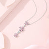 Women's 925 Silver Plum Blossom Pendant Necklace With Powder Diamond Geometric Design
