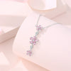 Women's 925 Silver Plum Blossom Pendant Necklace With Powder Diamond Geometric Design
