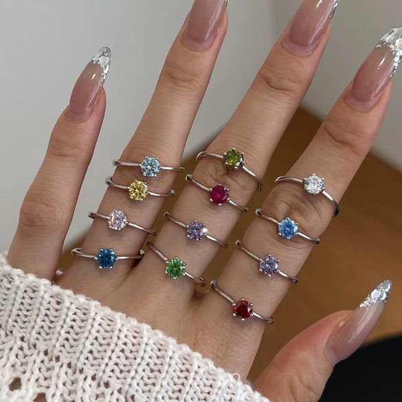 Women's 925 Silver Retro Classic Simple Geometric Opening Adjustable Ring With Electroplating