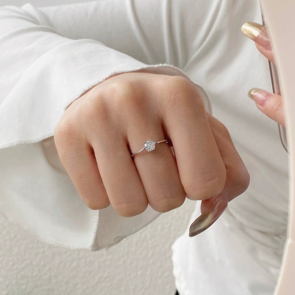 Women's 925 Silver Retro Classic Simple Geometric Opening Adjustable Ring With Electroplating