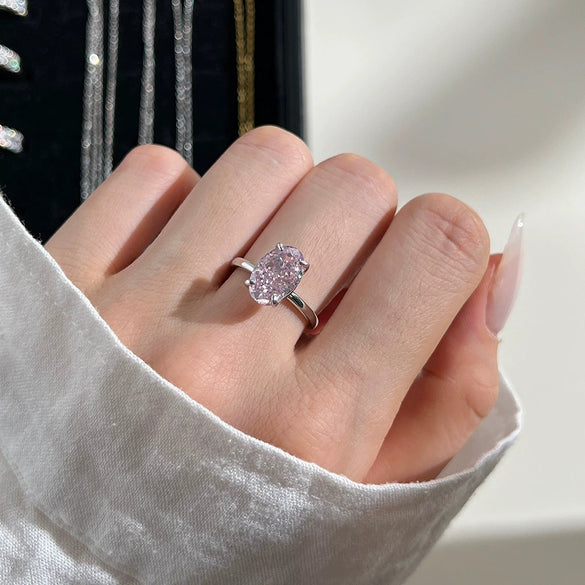 Women's Silver Ring Geometric Style Electroplating Oval Design