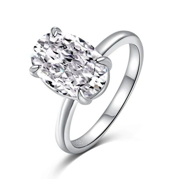 Women's Silver Ring Geometric Style Electroplating Oval Design