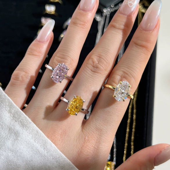 Women's Silver Ring Geometric Style Electroplating Oval Design