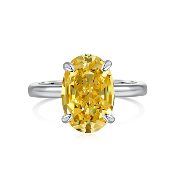 Women's Silver Ring Geometric Style Electroplating Oval Design