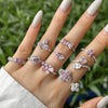 Women's 925 Silver Ring With Light Luxury Style And Geometric Design Powder Zirconium Inlay Electroplated