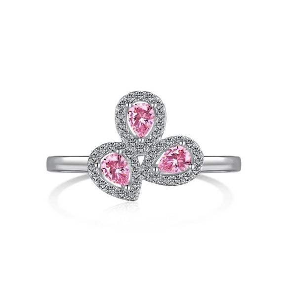 Women's 925 Silver Ring With Light Luxury Style And Geometric Design Powder Zirconium Inlay Electroplated