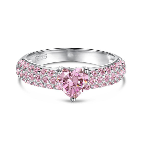 Women's 925 Silver Ring With Light Luxury Style And Geometric Design Powder Zirconium Inlay Electroplated