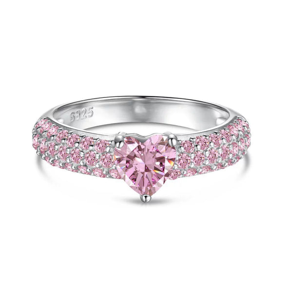 Women's 925 Silver Ring With Light Luxury Style And Geometric Design Powder Zirconium Inlay Electroplated