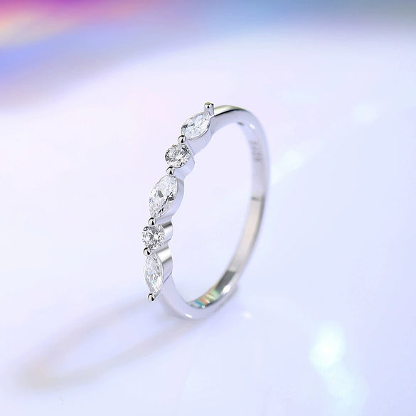 Women's 925 Silver Simple Geometric Zircon Stacking Ring