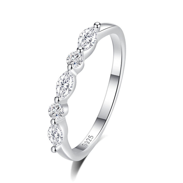 Women's 925 Silver Simple Geometric Zircon Stacking Ring
