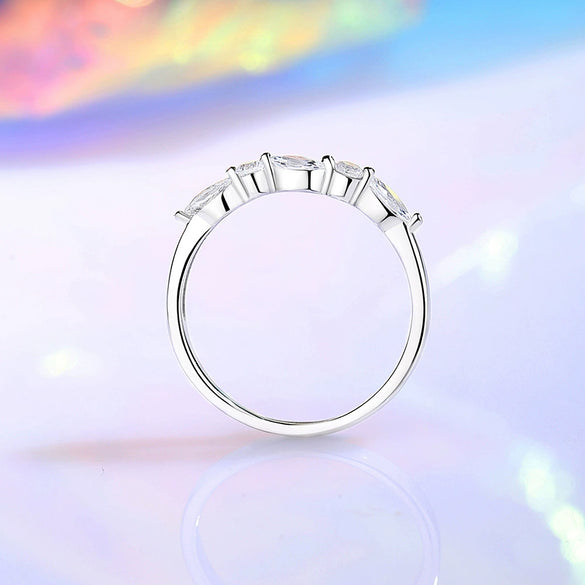 Women's 925 Silver Simple Geometric Zircon Stacking Ring