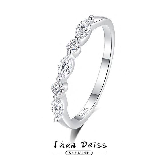 Women's 925 Silver Simple Geometric Zircon Stacking Ring