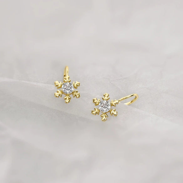Women's Silver Snowflake Ear Cuff Earrings Geometric Electroplated Clipon Jewelry For Nonpierced Ears
