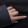 Women's 925 Silver Star Chain Ring With Electroplated Finish Adjustable Open Band Minimalist Jewelry