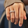 Women's Silver 925 Sterling Silver Geometric Ring With Nail Pearl Zircon Electroplated Jewelry