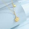 Women's 925 Silver Sunflower Clavicle Chain Jewelry With Geometric Pattern And Electroplating Process