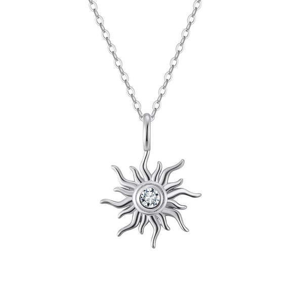 Women's Silver Sunflower Pendant Clavicle Chain With Geometric Pattern And Electroplating Process