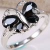 Women's Silver Tone Zircon Inlaid Butterfly And Heart Ring Creative Character Style Jewelry