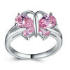 Women's Silver Tone Zircon Inlaid Butterfly And Heart Ring Creative Character Style Jewelry