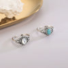 Women's Silver Turquoise And White Shell Geometric Open Ring With Adjustable Fit Punk Style Electroplated Finish