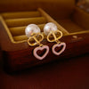 Women's Silver Zircon Round Faux Pearl Highend Light Luxury Vintage Earrings With Geometric Design And Inlaid Zircon