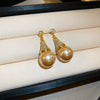 Women's Silver Zircon Round Faux Pearl Highend Light Luxury Vintage Earrings With Geometric Design And Inlaid Zircon