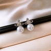 Women's Silver Zircon Round Faux Pearl Highend Light Luxury Vintage Earrings With Geometric Design And Inlaid Zircon