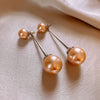 Women's Silver Zircon Round Faux Pearl Highend Light Luxury Vintage Earrings With Geometric Design And Inlaid Zircon