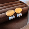 Women's Silver Zircon Round Faux Pearl Highend Light Luxury Vintage Earrings With Geometric Design And Inlaid Zircon