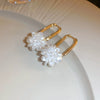 Women's Silver Zircon Round Faux Pearl Highend Light Luxury Vintage Earrings With Geometric Design And Inlaid Zircon
