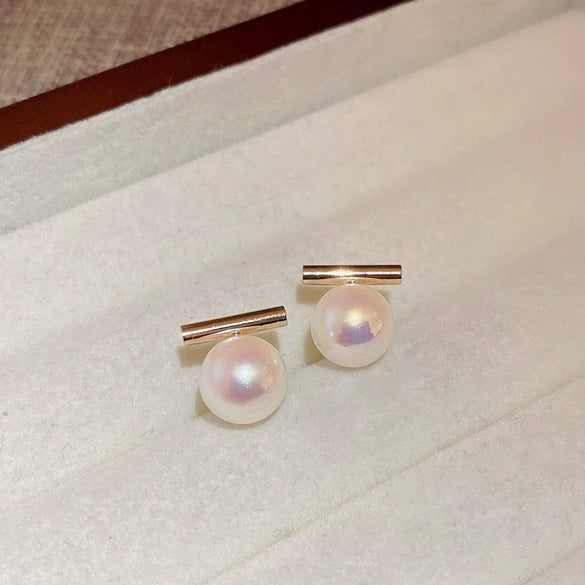 Women's Silver Zircon Round Faux Pearl Highend Light Luxury Vintage Earrings With Geometric Design And Inlaid Zircon