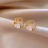 Women's Silver Zircon Round Faux Pearl Highend Light Luxury Vintage Earrings With Geometric Design And Inlaid Zircon