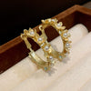 Women's Silver Zircon Round Faux Pearl Highend Light Luxury Vintage Earrings With Geometric Design And Inlaid Zircon