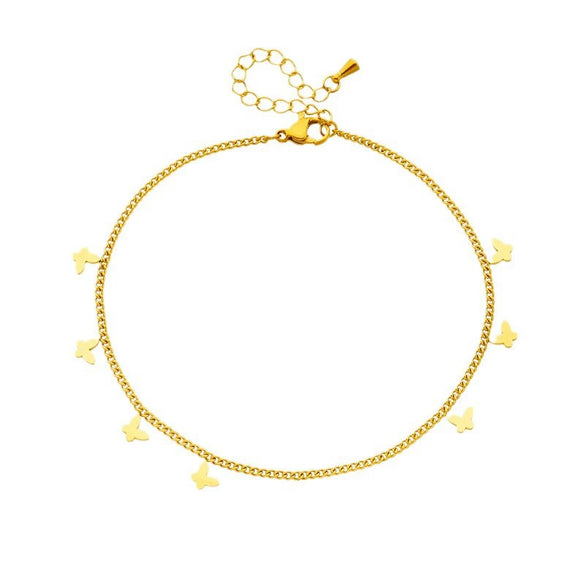 Women's Simple All Match Titanium Steel Butterfly Pendant Metal Chain Anklet Accessories With Geometric Pattern