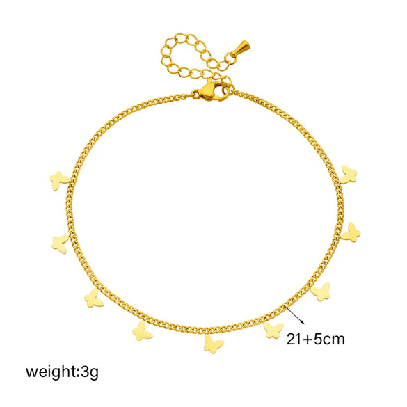 Women's Simple All Match Titanium Steel Butterfly Pendant Metal Chain Anklet Accessories With Geometric Pattern