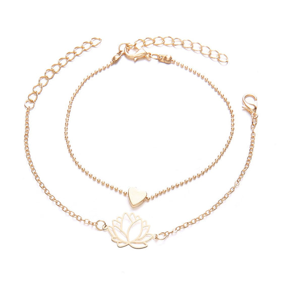 Women's Simple Alloy Hollow Heart Bracelet Set With Electroplated Personality Style Pendant Bracelets