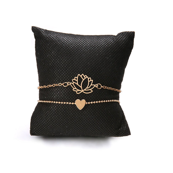 Women's Simple Alloy Hollow Heart Bracelet Set With Electroplated Personality Style Pendant Bracelets