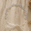 Women's Simple Alloy Leaf Headband With Rhinestone Inlay Bridal Wedding Hairband Updo Hair Accessory
