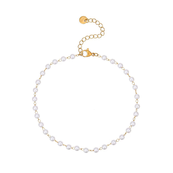 Women's Simple Bohemian Adjustable Fake Pearl Beaded Anklet Geometric Beach Foot Jewelry Fashion Gift